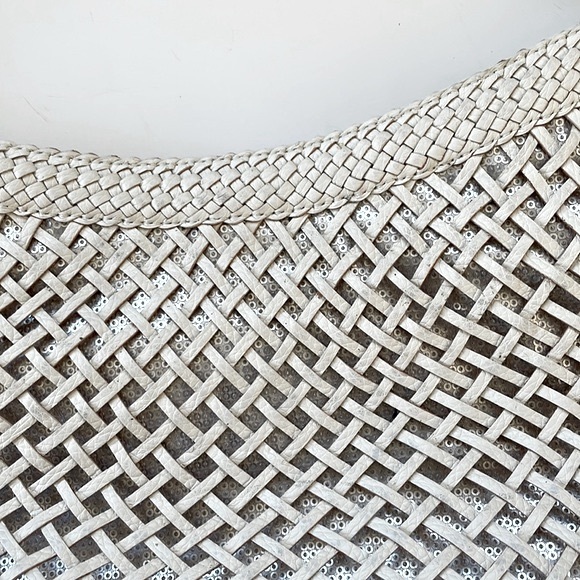 Calvin Klein Woven Leather Hobo Shoulder Bag in White - Picture 7 of 10